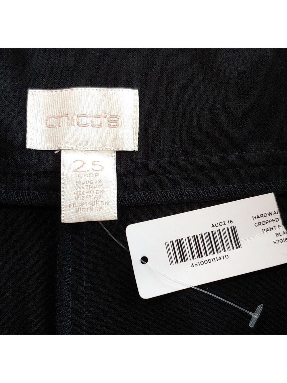 Chico's Nautical Black Dress Cropped Pants with Button Detail size 2.5 (14) NWT - Picture 7 of 17